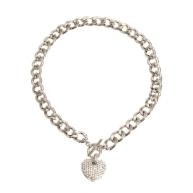 Heart Toggle Necklace (Color: Silver)