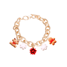Holiday Charm Dog Necklace (Color: Gold, size: 14")