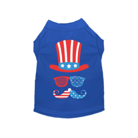 Uncle Sam Style Tee Blue Patriotic Dog Shirt (Color: Solid Light Pink, size: M)