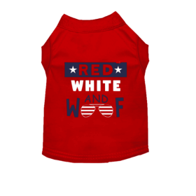 Red, White & Woof Tee Patriotic Dog T-Shirt (Color: Grey, size: S)