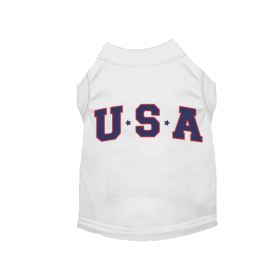 Star-Spangled Pup Tee White USA Dog Shirt (Color: White, size: S)