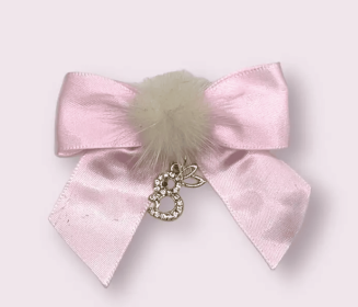 Rhinestone Bunny and Mink Pom Bows (size: 2X Large)