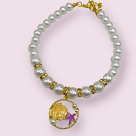 Oceanic Pearl Dog Necklace (Color: Green, size: medium-m)