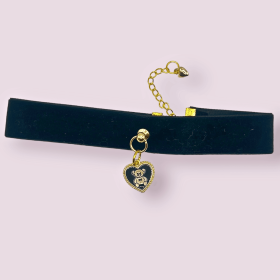 Lux Velvet Bear Dog Necklace (size: medium-m)