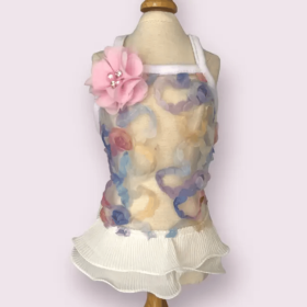 Chiffon Summer Floral Ruffle Dog Dress (size: S)