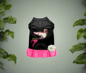 Hummingbird Summer- Dog Dress (Color: Pink, size: 2XL)