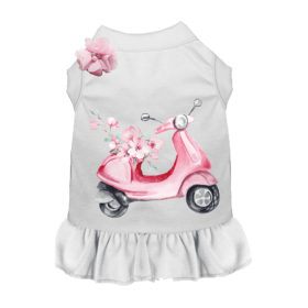 Parisian Scooter Day Trip- Dog Dress (Color: White, size: S)