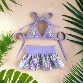 Bark Fifth Ave. Mermaid- Dog Bikini Set (Color: Pink, size: L)