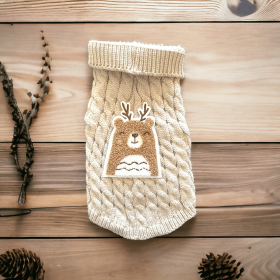 Antler Bear Knit Sweater- Dog Sweater (size: XL)