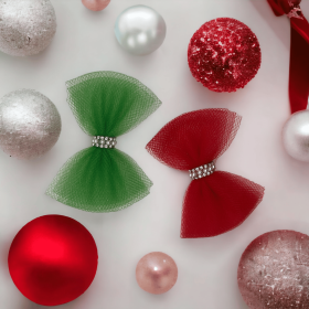 Holiday Cheer Tulle Bows- Dog Hair Bow (Color: Green)
