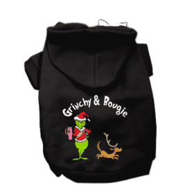 Grinchy and Bougie- Dog Hoodie (Color: Red, size: small)