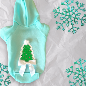 Quilted Christmas Tree Dog Hoodie (size: M)
