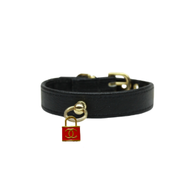CC Lock Charm Collar (Color: Red, size: 10")