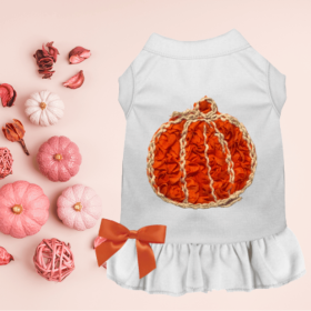 Chiffon Rose Halloween Pumpkin Dog Outfit (Color: White, size: XS)
