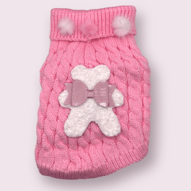 Terry Cloth Knit PomPom Bear Dog Sweater (size: L)