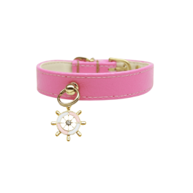 Nautical Dog Charm Collar (Color: Black, size: 14)