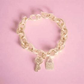 Lock and Key Gucchewi Charm Dog Collar Necklace (size: 14)