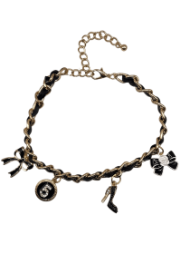 Black and Gold Chain Charms Dog Necklace (size: 10)