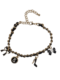 Black and Gold Chain Charms Dog Necklace (size: 16)