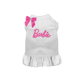 Barbie Bow Dog Dress (Color: WHITE 1 BOW, size: L)
