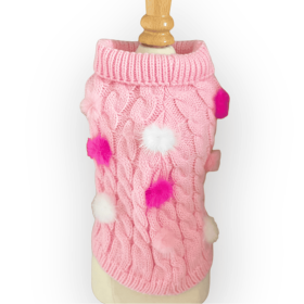 Mink Pom Knit Dog Sweater (style: Pink, size: XL)