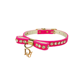 Dior-able Velvet Bow Dog Collar (style: Red, size: 14")