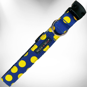 Polka Dot Dog - Neon Collars (Color: Yellow Dot on Blue, size: L 1" width fits 14-25" neck)