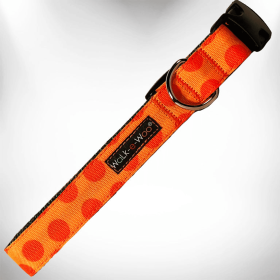 Polka Dot Dog - Monotone Collars (Color: Orange, size: S 3/4" width fits 10-14" neck)