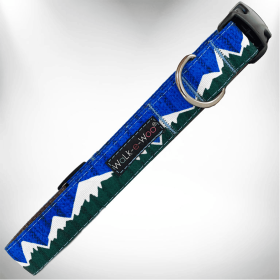Mountain Dog Collars (Color: Blue/Green Snowcap Mtn, size: XL 1.5" wide fits 18-28" neck)