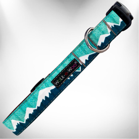 nowcap Mountain Dog Collars (Color: Wintergreen Snowcap Mtn, size: M 1" width fits 12-18" neck)