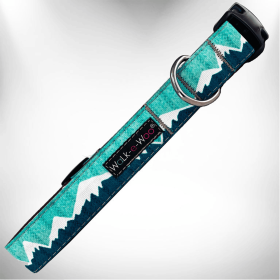 Mountain Dog Collars (Color: Wintergreen Snowcap Mtn, size: M 1" width fits 12-18" neck)