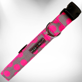 Polka Dot Dog - Neon Collars (Color: Pink Dot on Grey, size: M 1" width fits 12-18" neck)