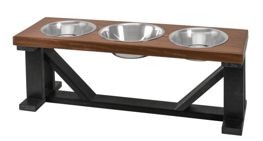Farmhouse 3-Bowl Elevated Dog Feeder (Option: Chestnut W/ Black Base, size: LG)