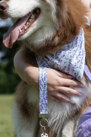 Lavender Blooms Dog Bandana & Matching Keychain (Bandana Size: M/L - 27in x 13in)