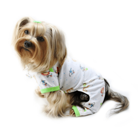 Knit Cotton Pajamas with Party Animals (Color: White, size: L)