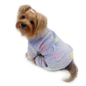 Ultra Plush Colorful Bones/Paws Turtleneck Pajamas (size: S)