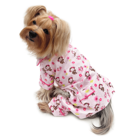 Girly Monkey Flannel Pajamas with 2 Pockets (size: XL)