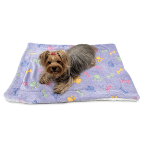 Ultra Plush Colorful Bones/Paws Blanket (size: 30" x 20")