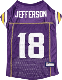 Justin Jefferson Pet Jersey (Min) (Color: Team Colors, size: LG)