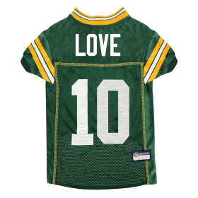 Jordan Love Pet Striped Jersey (Gbp) (Color: Team Colors, size: MD)