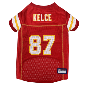 Travis Kelce Pet Striped Jersey (Kcc) (Color: Team Colors, size: XXL)