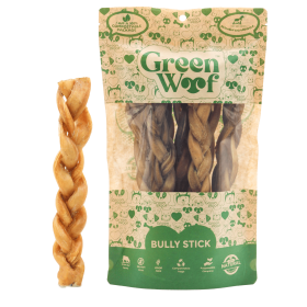 Green Woof Braided Bully Sticks (size: 6 Inch)