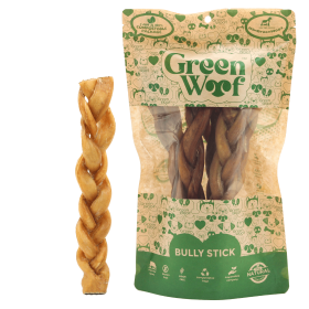 Green Woof Braided Bully Sticks (size: 9 Inch)