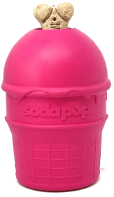SP Ice Cream Cone Durable Rubber Chew Toy and Treat Dispenser (Color: Pink, size: medium)