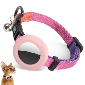 For AirTag Tracker Silicone Case Rainbow Gradient Pet Collar (Color: Gradient Orange, Type: Pet Supplies)